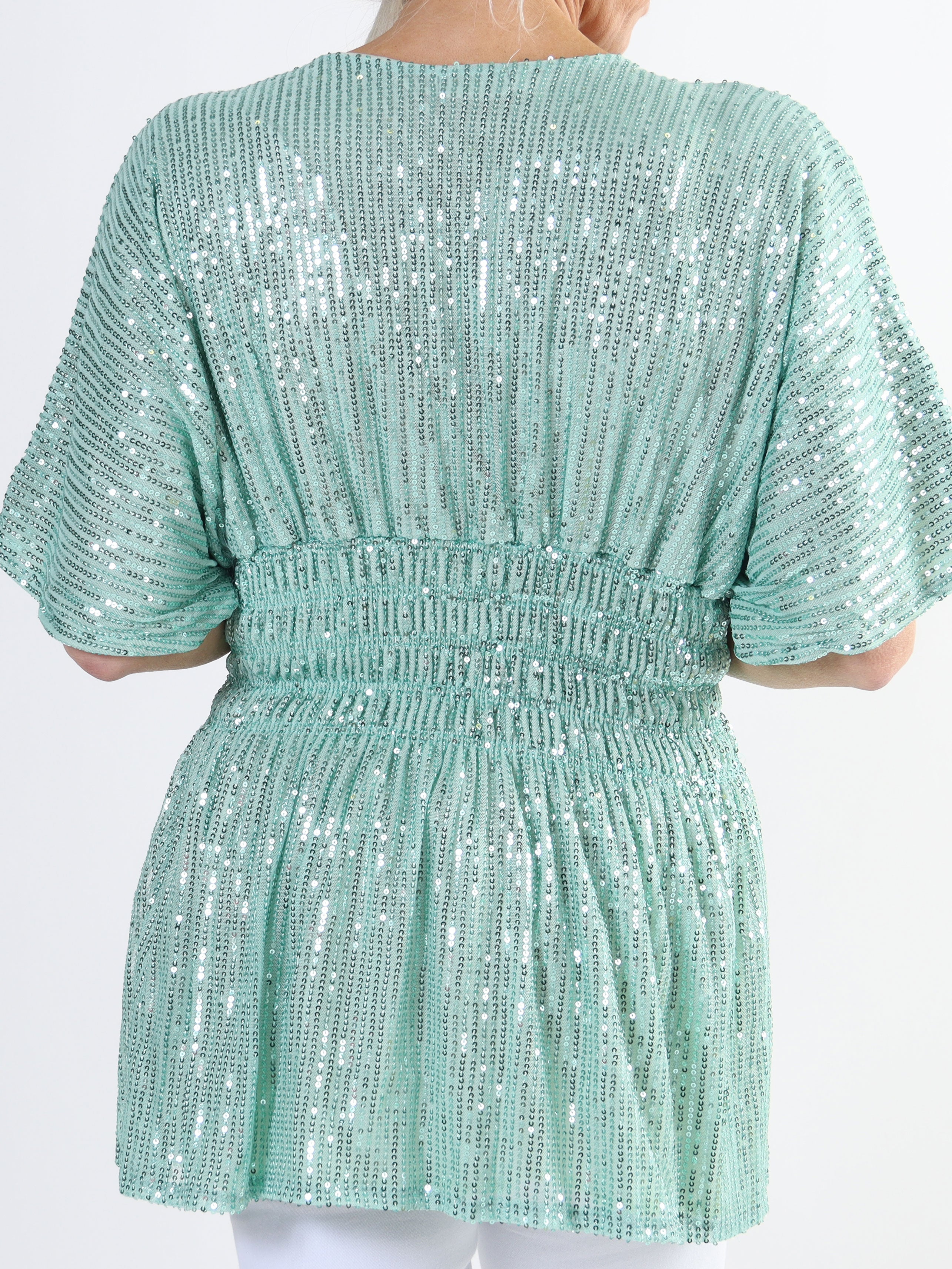 Pams Glitter Shirt - Sød plus size tunika med smock og pailletter